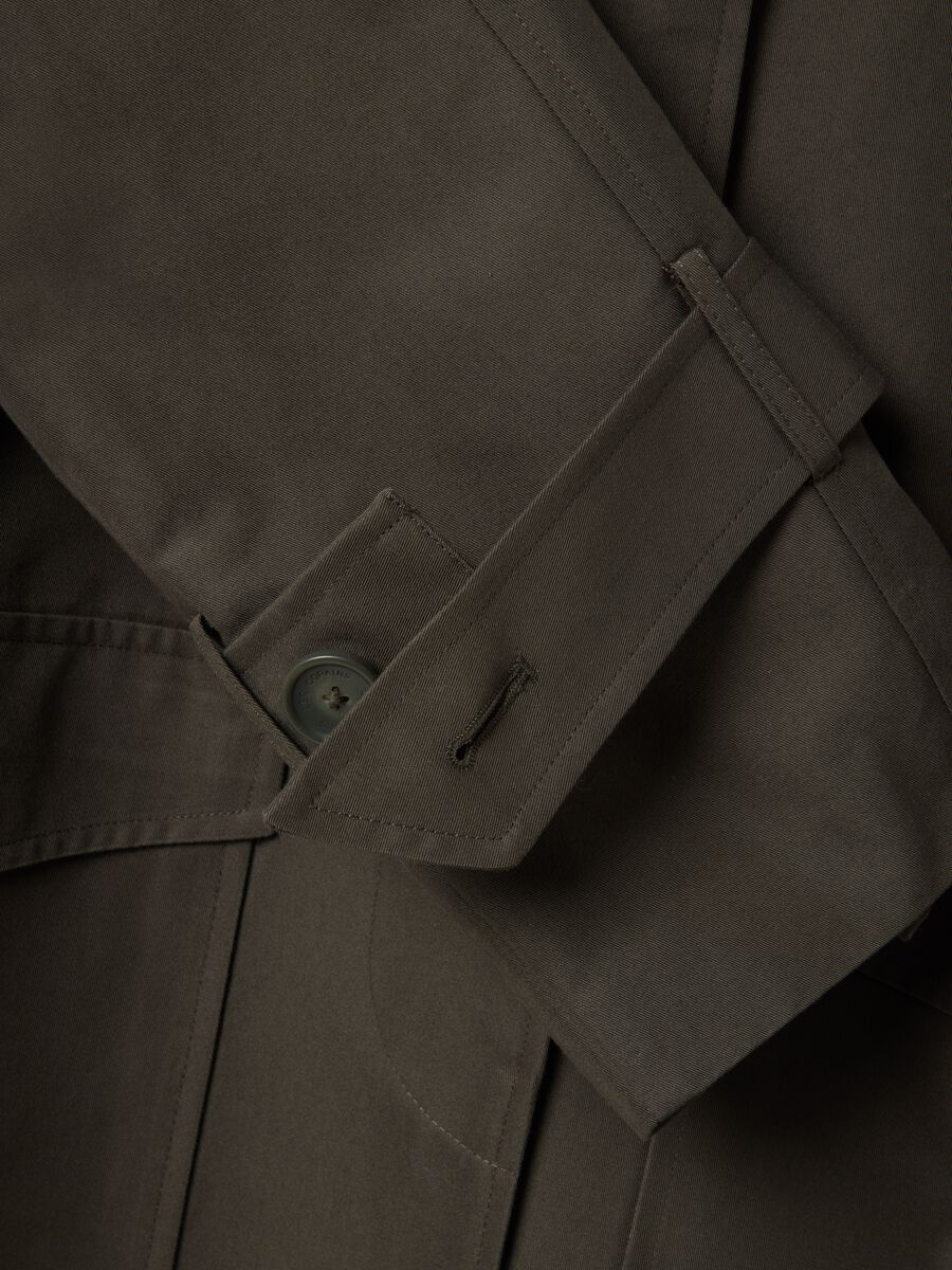Green cotton blend trench coat with belt, regular fit_5