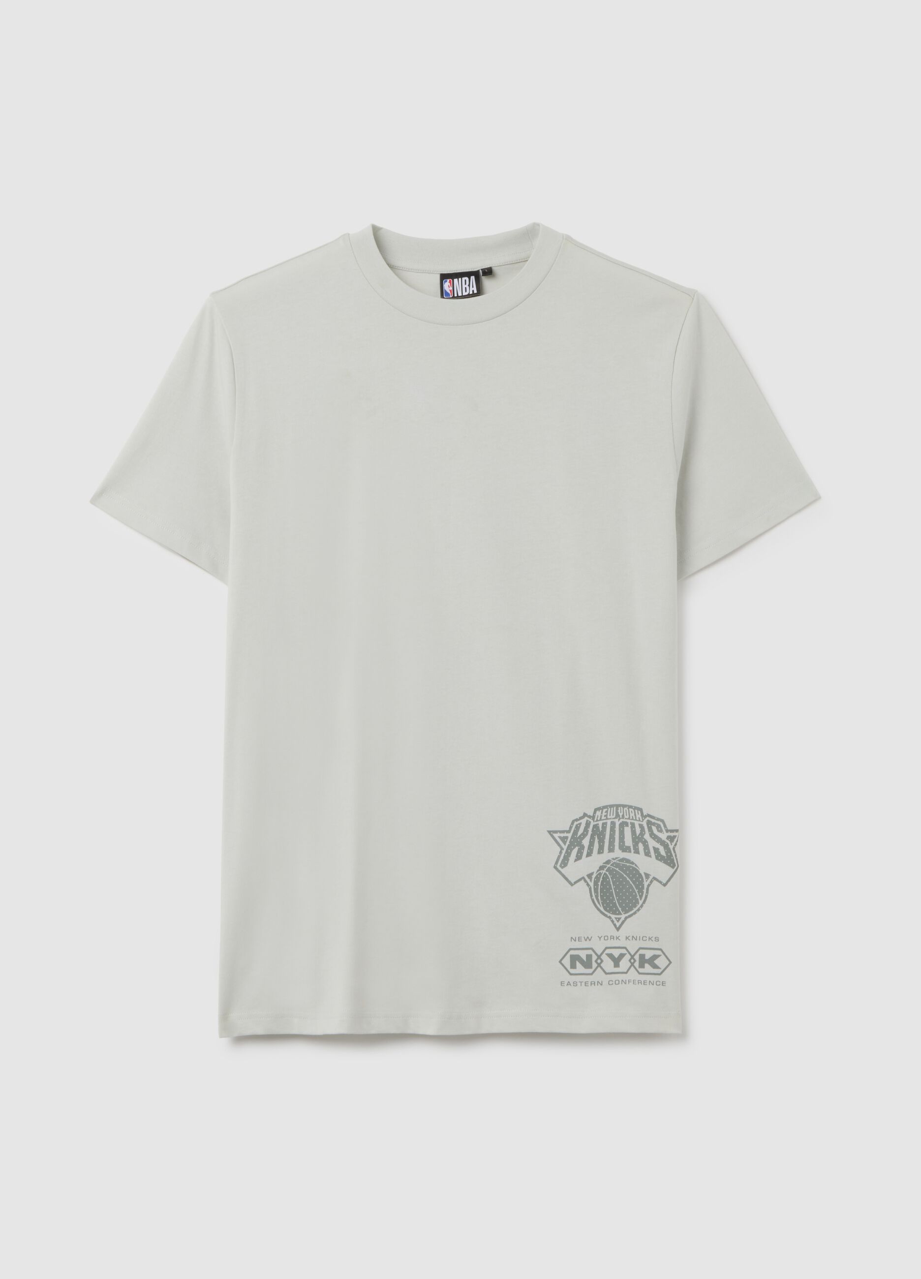 T-shirt in puro cotone grigia con logo Knicks