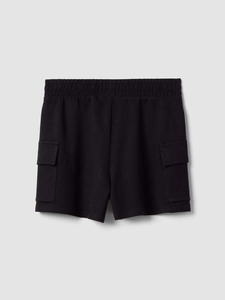 Shorts cargo in misto cotone neri da ragazza relaxed fit_1