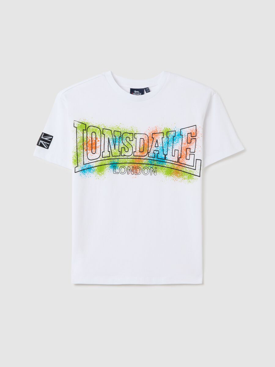 White Lonsdale T-shirt with multicolour print_3