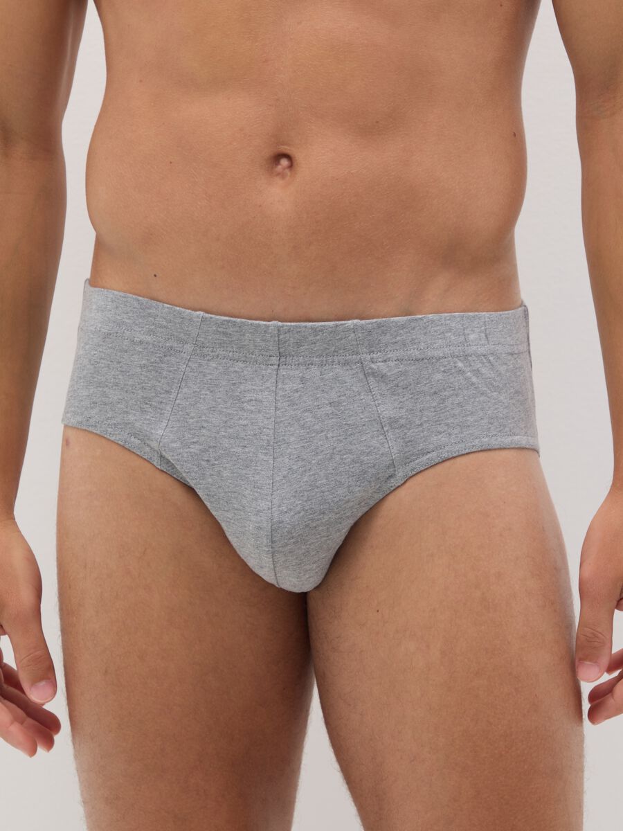 Set of grey cotton regular fit briefs tripack_1