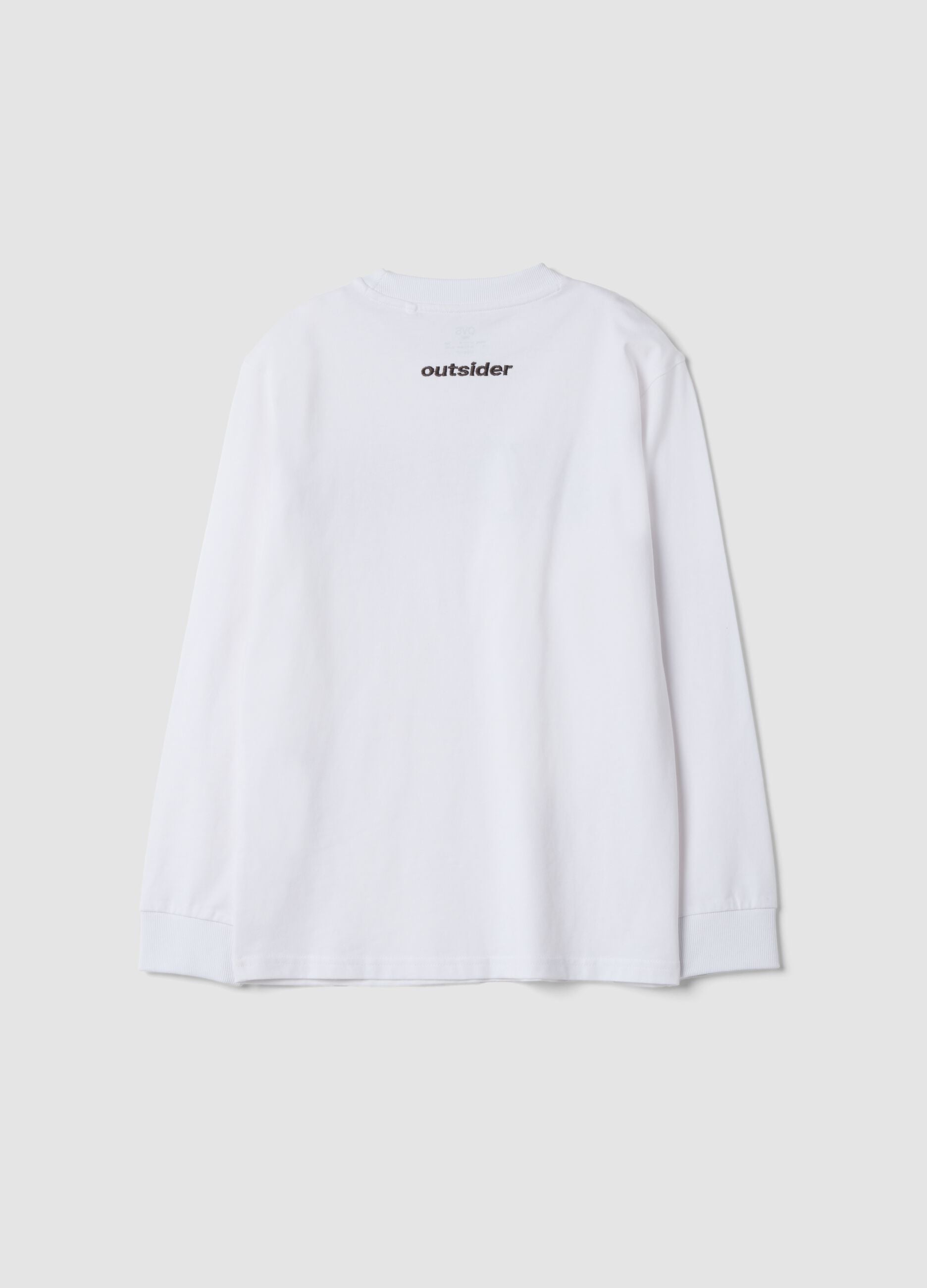T-shirt bianca in puro cotone con scritte over fit