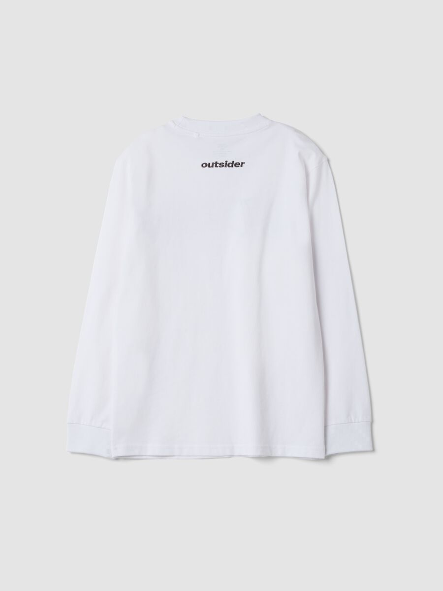 T-shirt bianca in puro cotone con scritte over fit_1