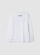 T-shirt bianca in puro cotone con scritte over fit_1