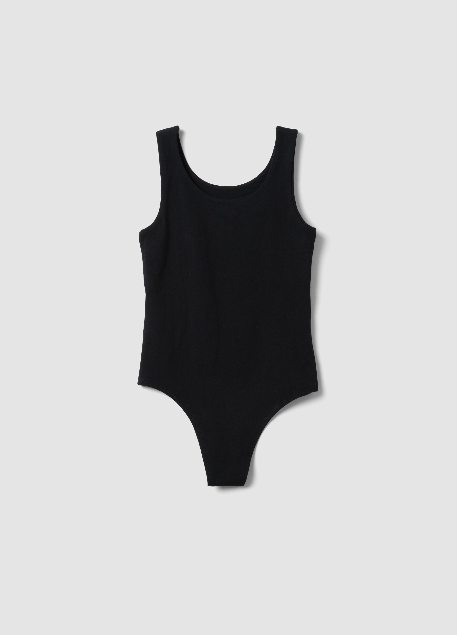 Girls&rsquo; black fitted stretch cotton bodysuit