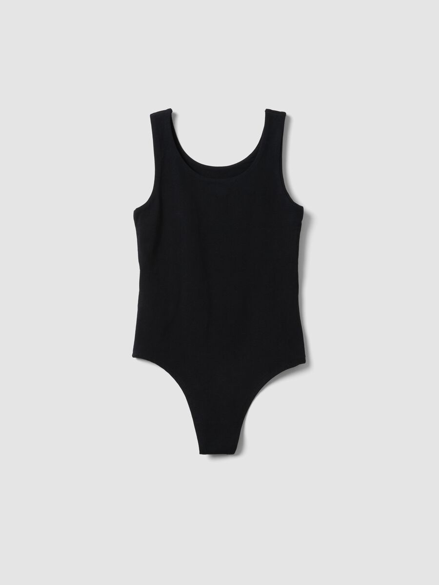 Body fitted nero in cotone elasticizzato da ragazza _1