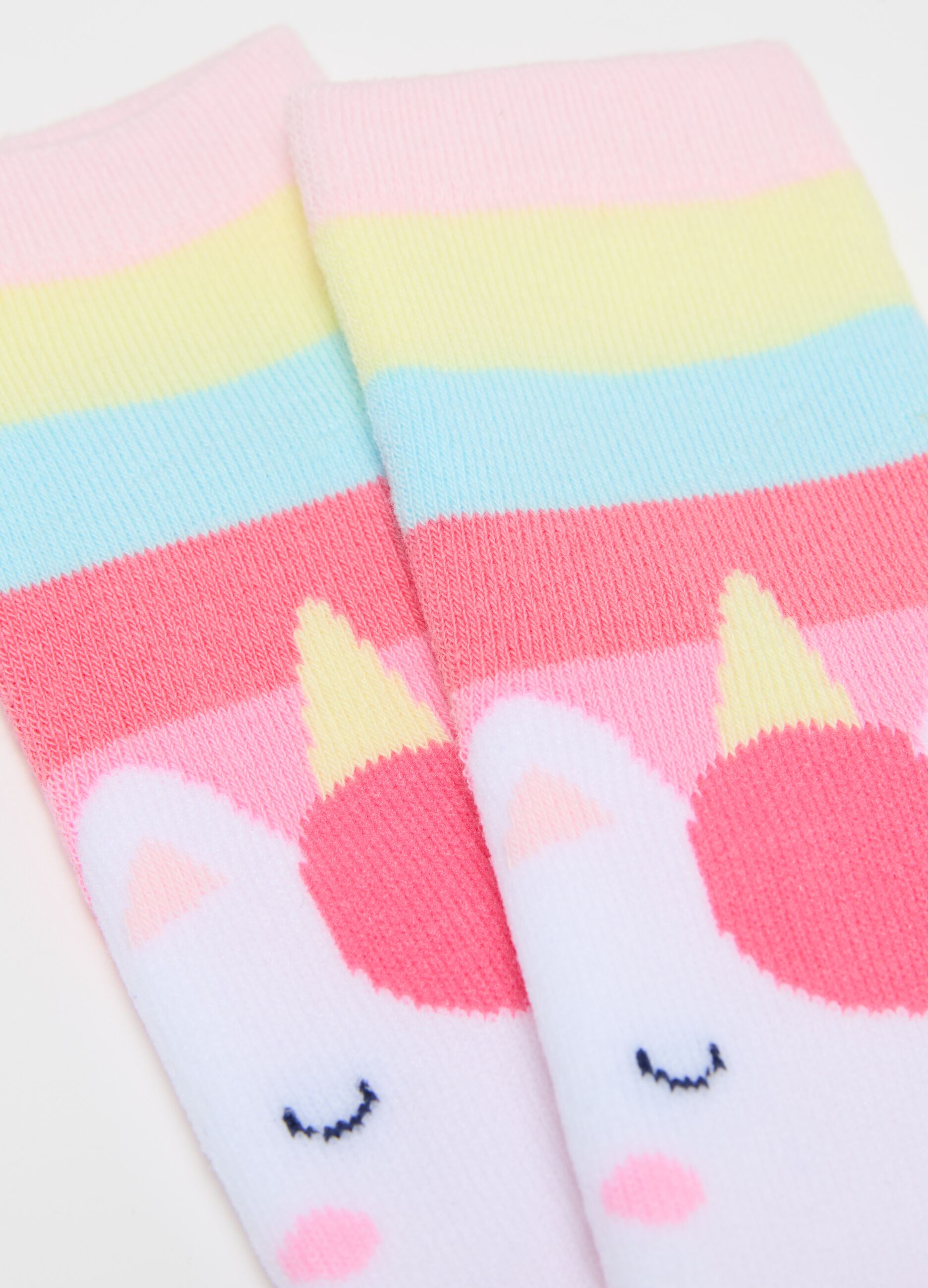 Two-pair pack slipper socks with unicorns design