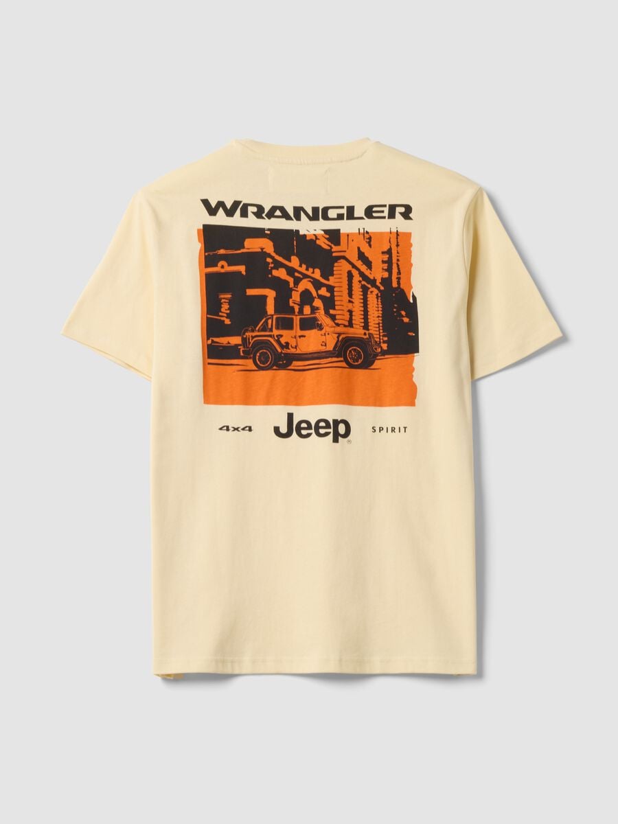 T-shirt beige in puro cotone con girocollo e stampa Jeep_2