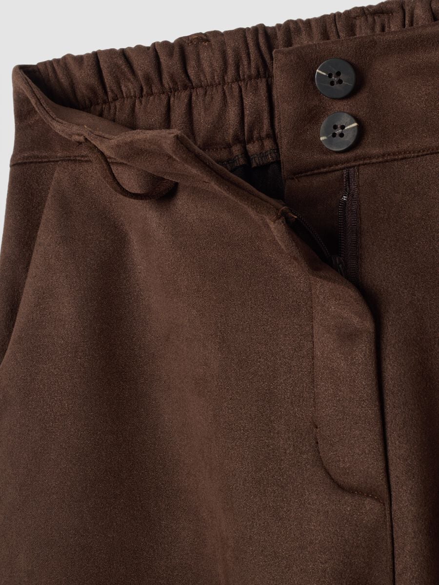 Dark brown regular-fit wide-leg trousers_1