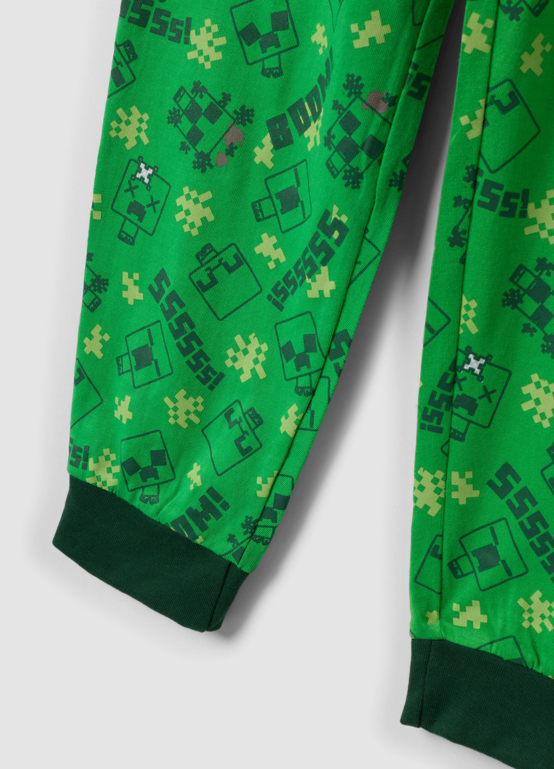 Green Minecraft print pyjamas in pure organic cotton for boys