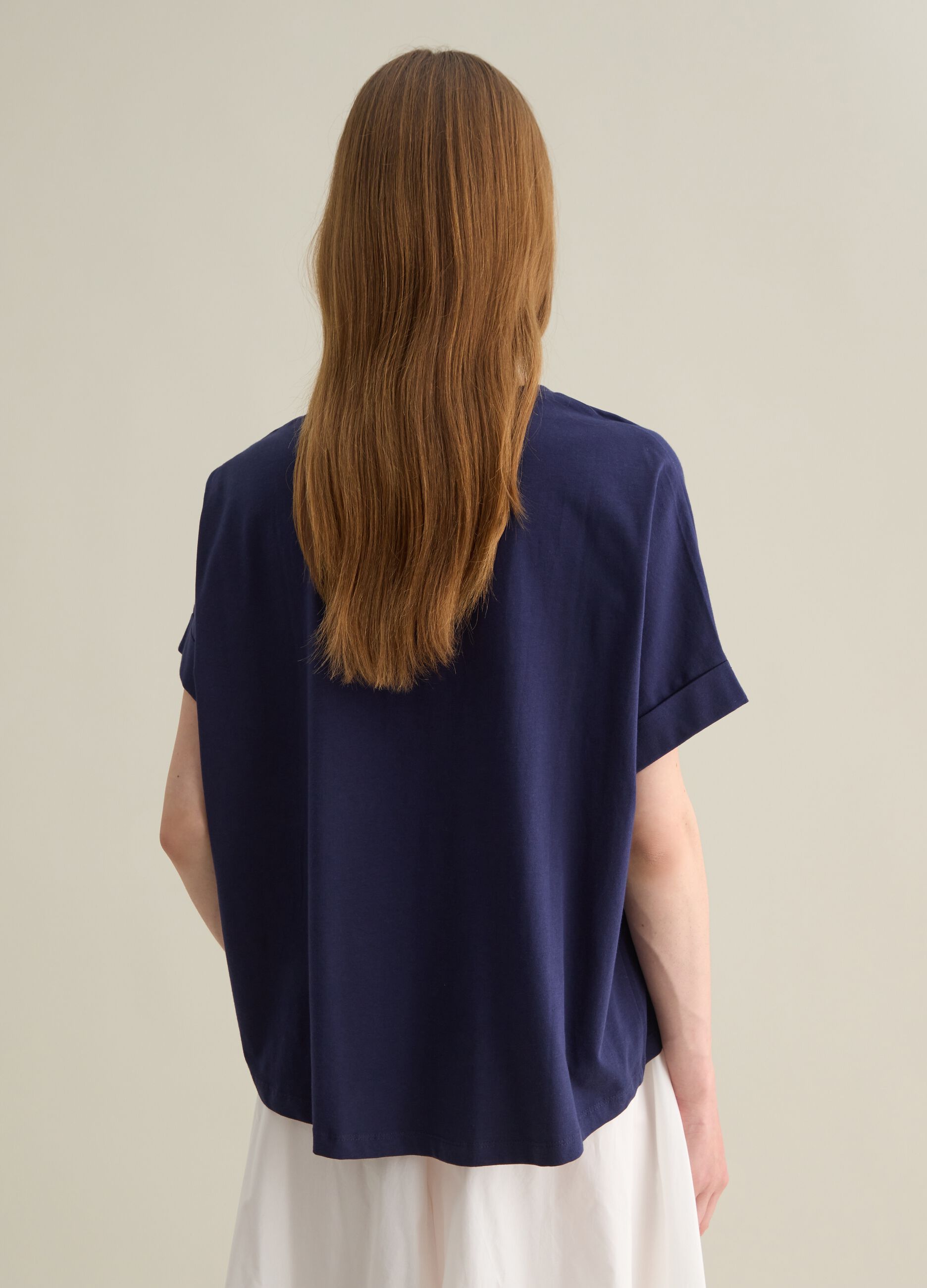 Piombo Blue Cotton T-shirt