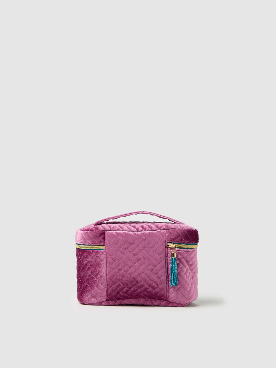 Beauty case in quilted velvet with handle_1