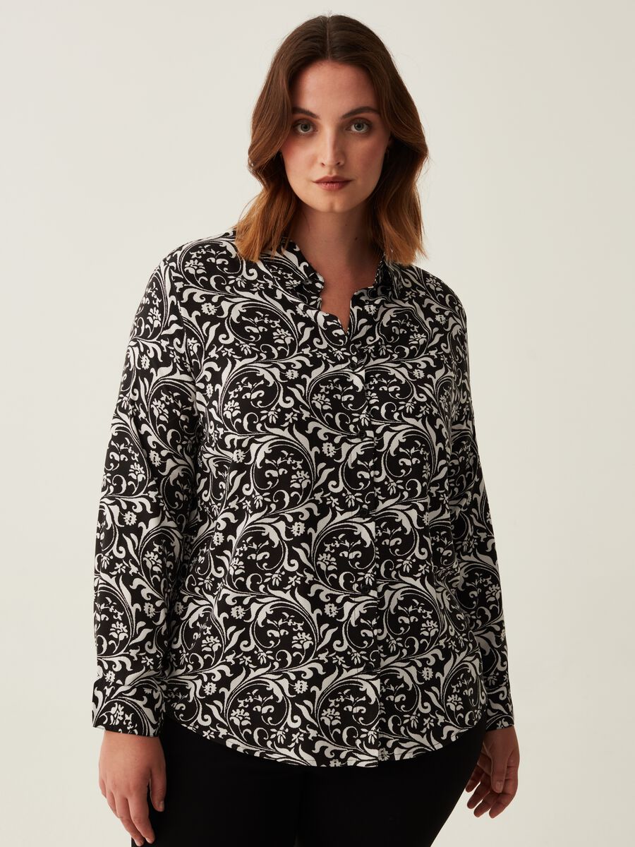 Camicia in viscosa con stampa Curvy_0
