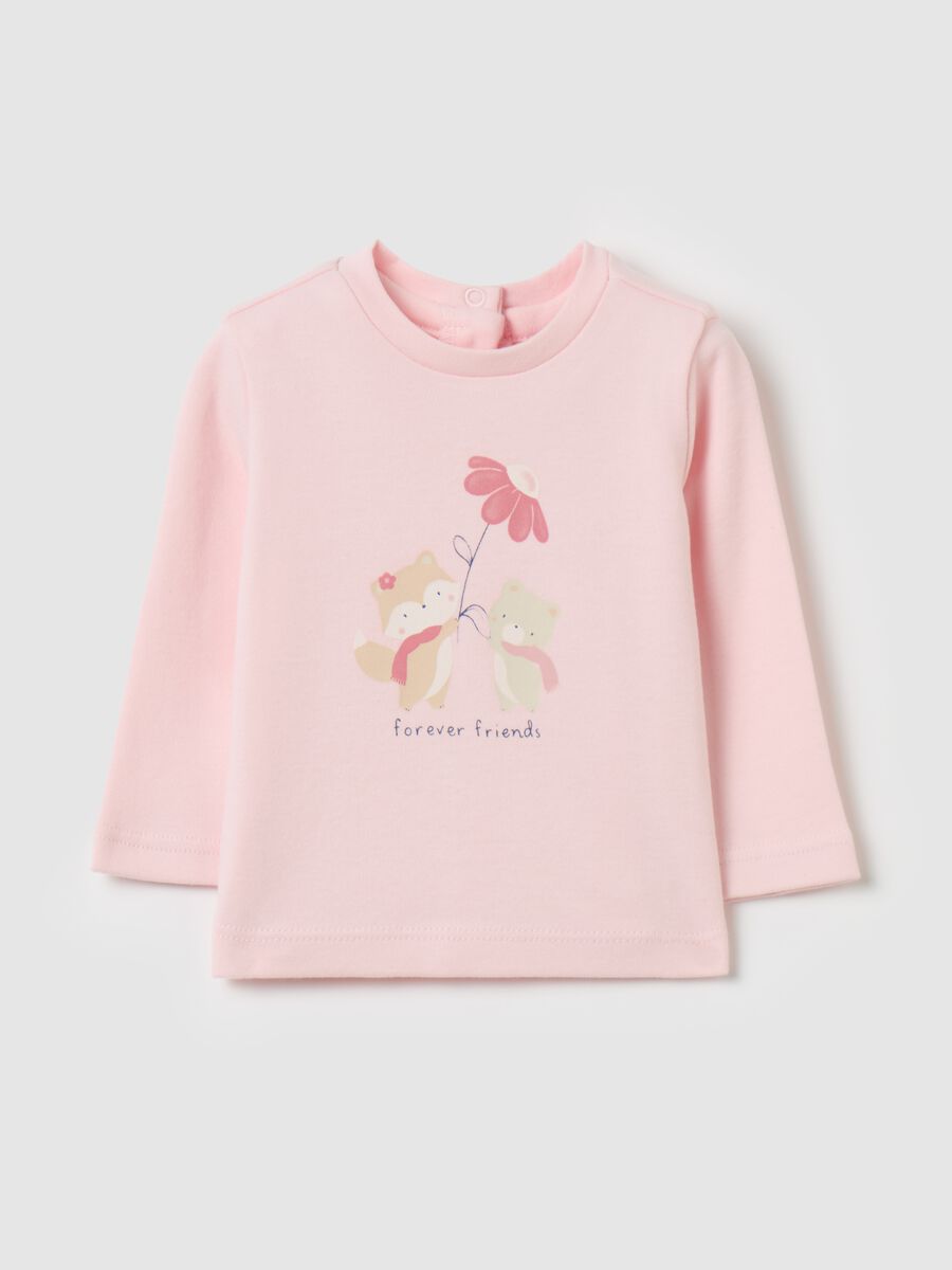 T-shirt in cotone bio stampa "forever friends"_0