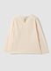 Beige pure organic cotton T-shirt with teddy bear print for baby girl_1
