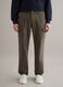 Green regular fit cotton and linen cargo trousers_1