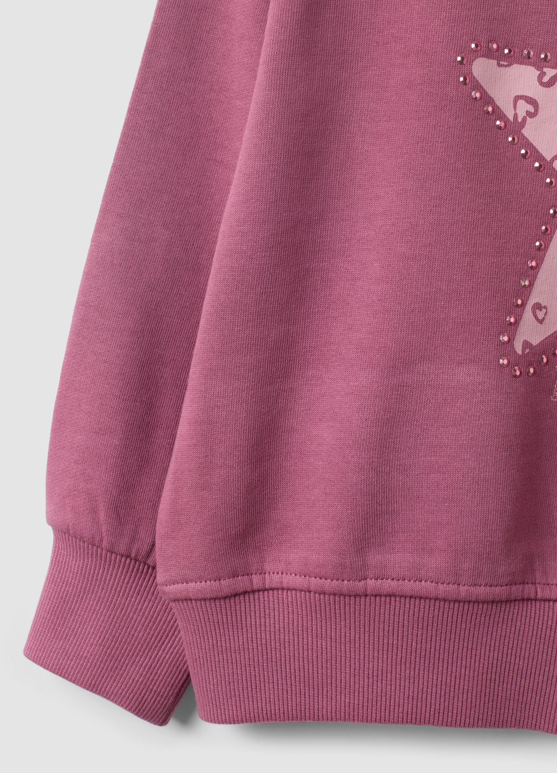 Purple pure cotton sweatshirt with star print, regular fit for girls