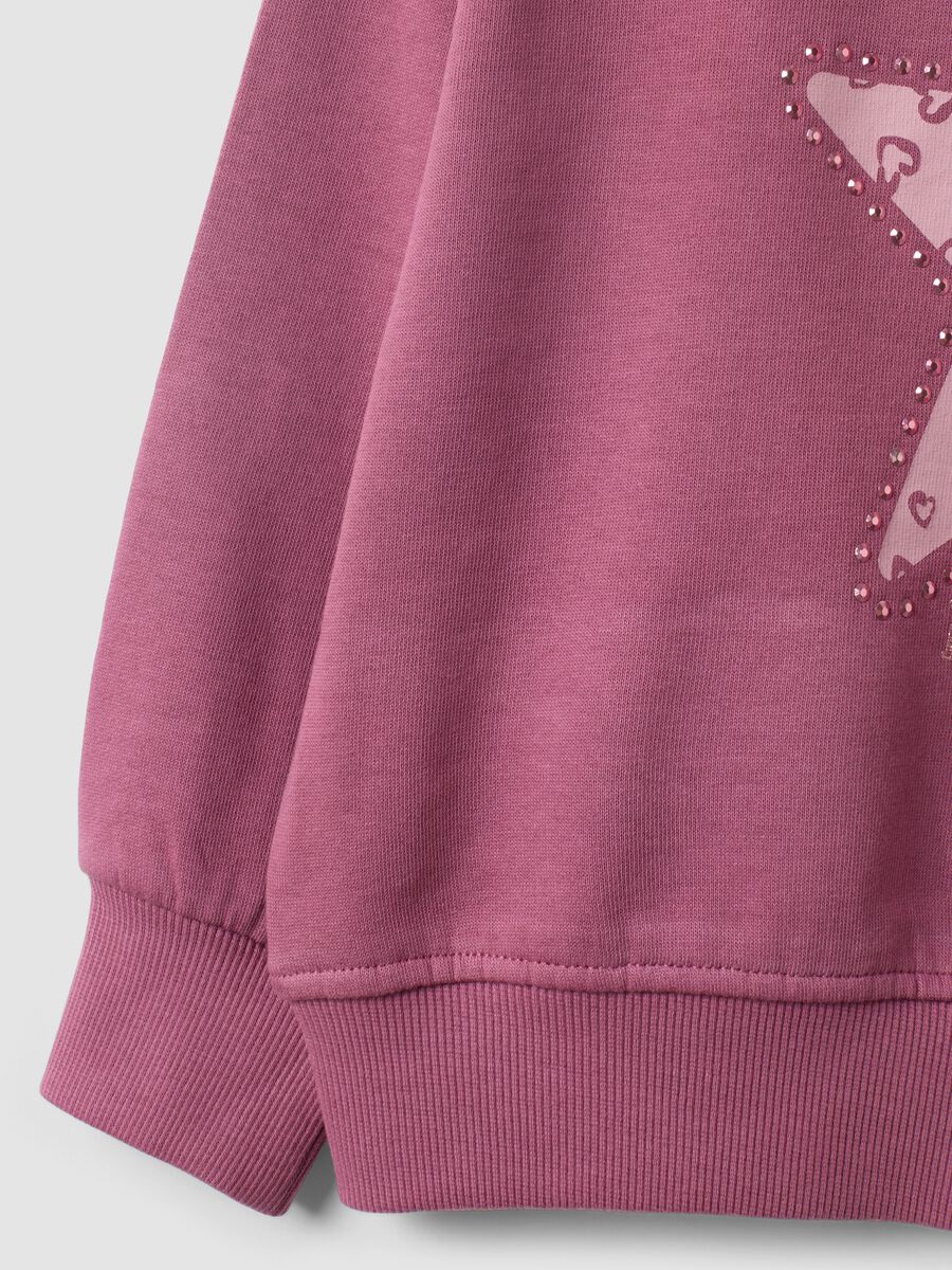 Felpa viola in puro cotone con stampa stella regular fit per bambina_3