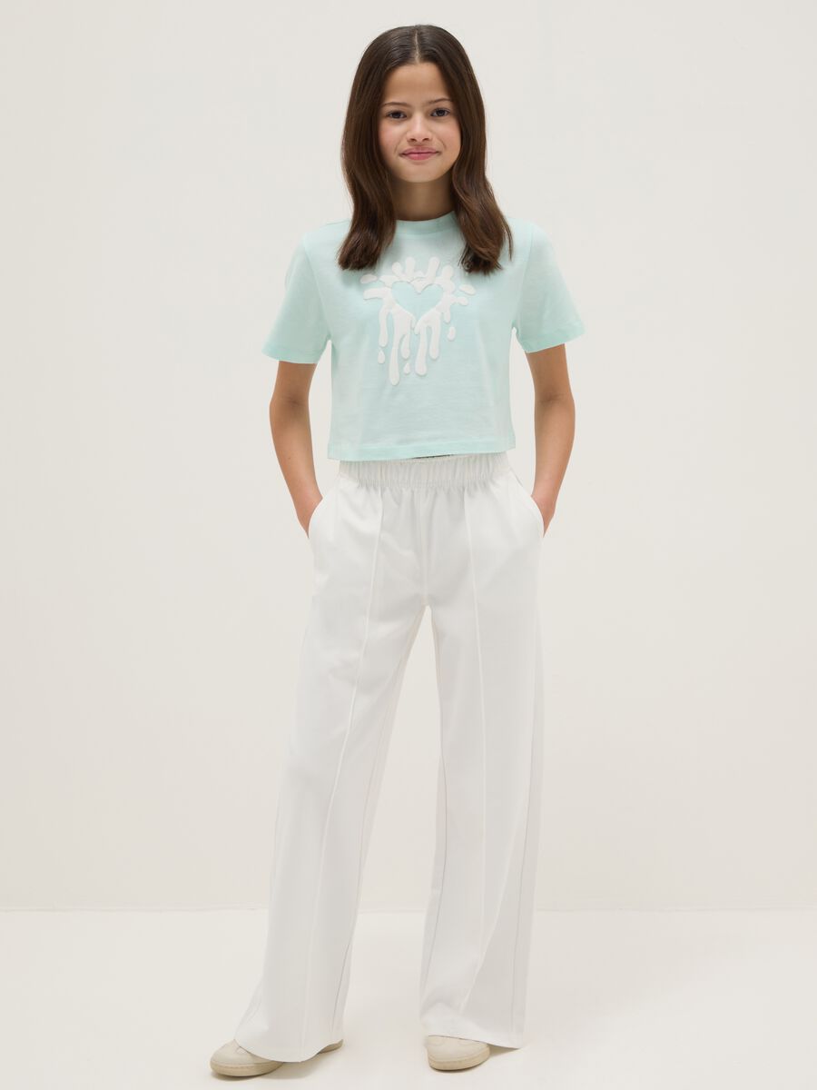 Girls' White Wide Leg Trousers_0