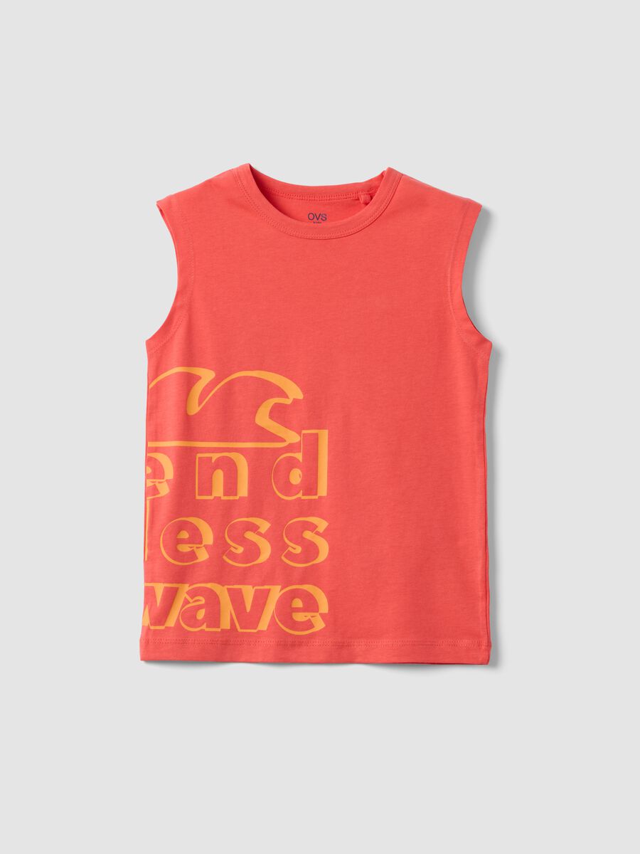 Red organic cotton printed vest top_0