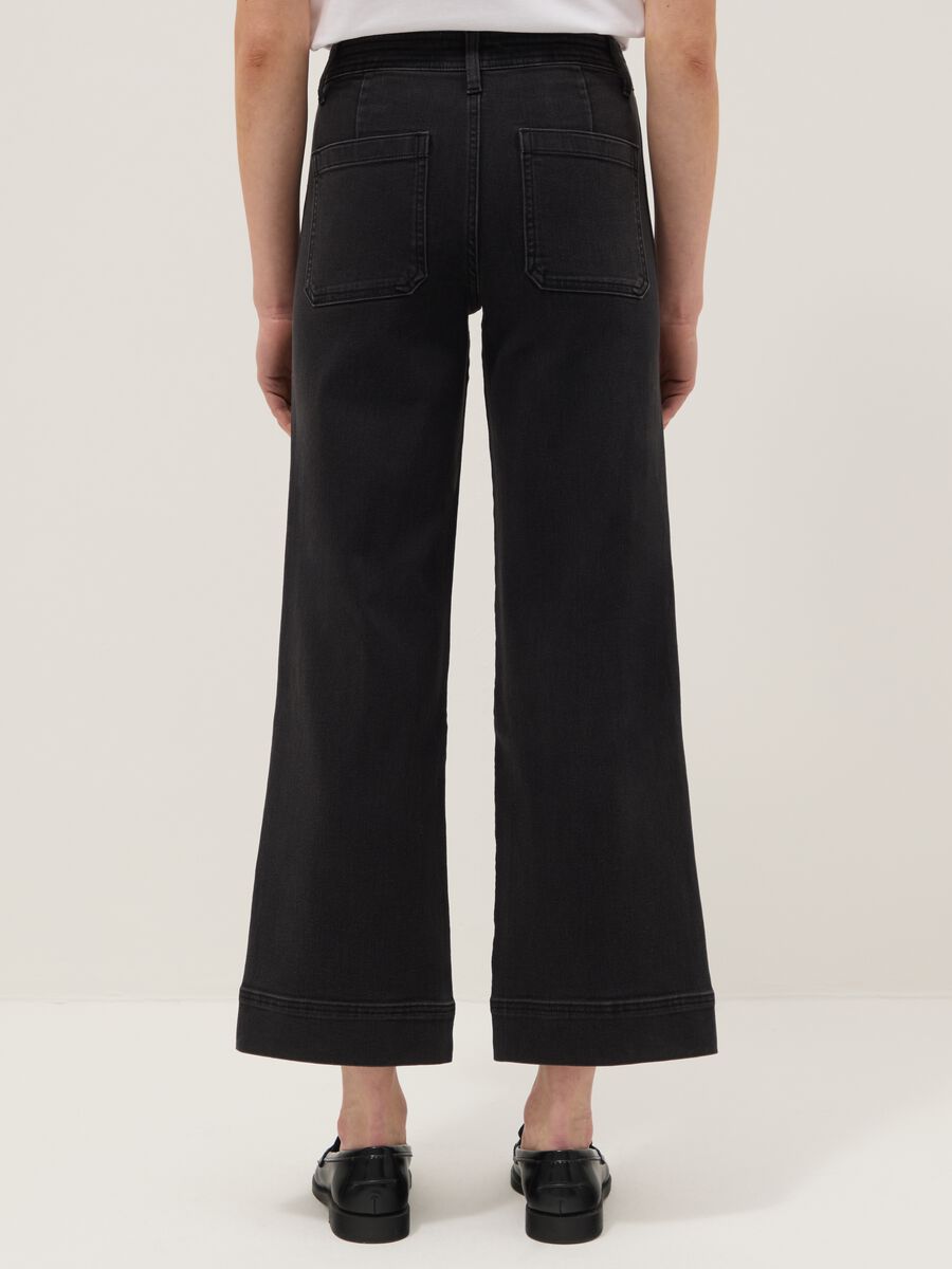 Jeans in cotone elasticizzato neri wide leg_2