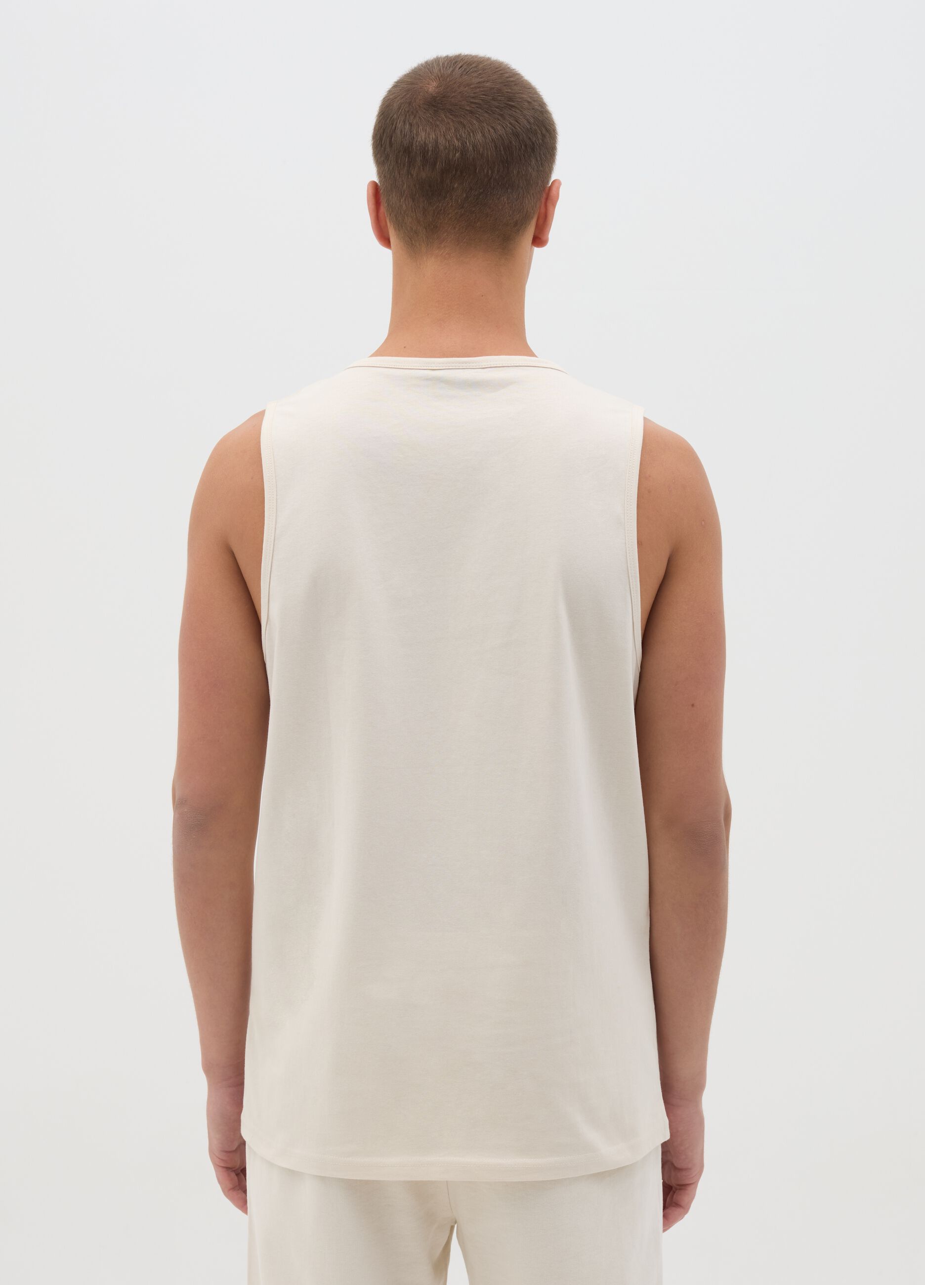 Canotta da uomo in puro cotone beige