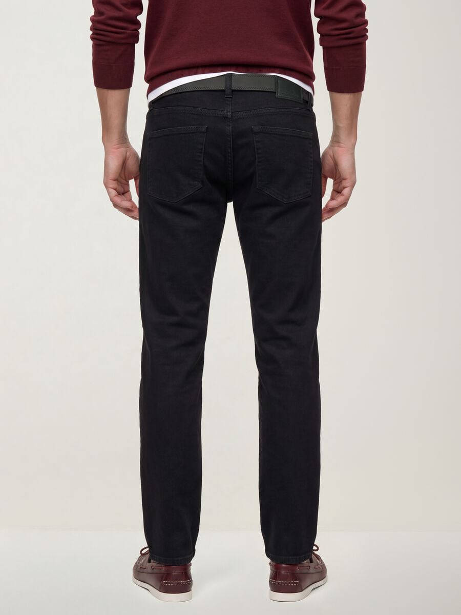 Jeans denim neri in cotone elasticizzato regular fit_3