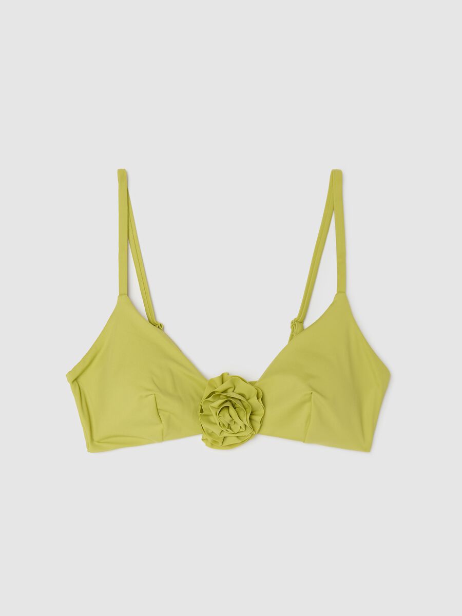Green bikini bralette with floral application_4