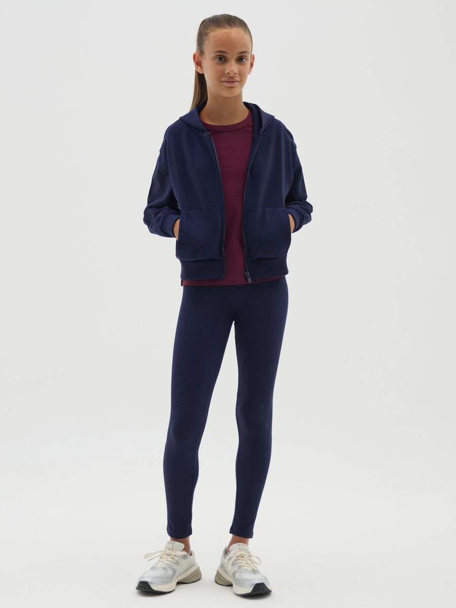 Girls' Blue Cotton Skinny Fit Leggings_1