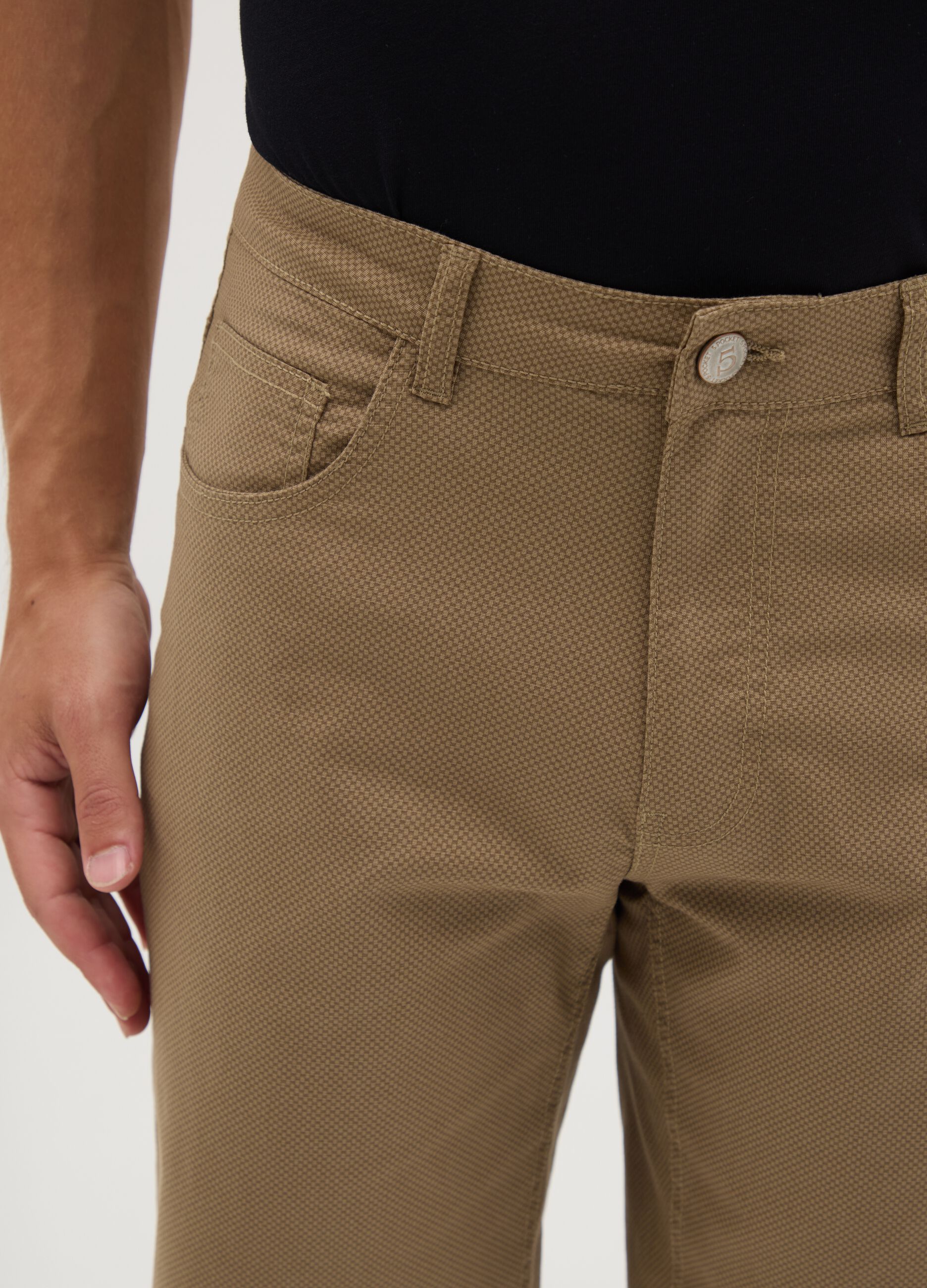 Men's stretch cotton brown regular fit shorts