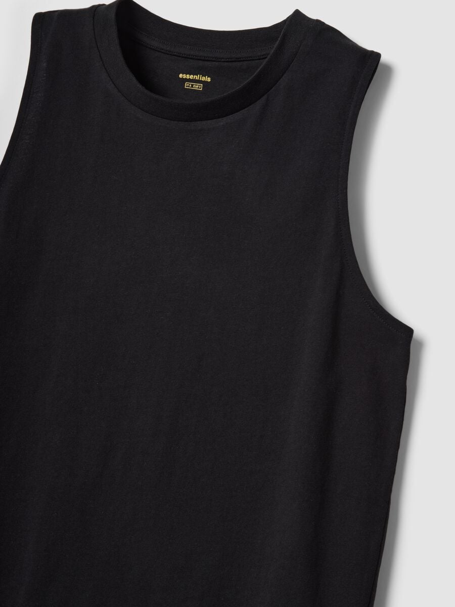 Tank top nero in puro cotone_5