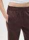 Brown relaxed cotton blend trousers_3