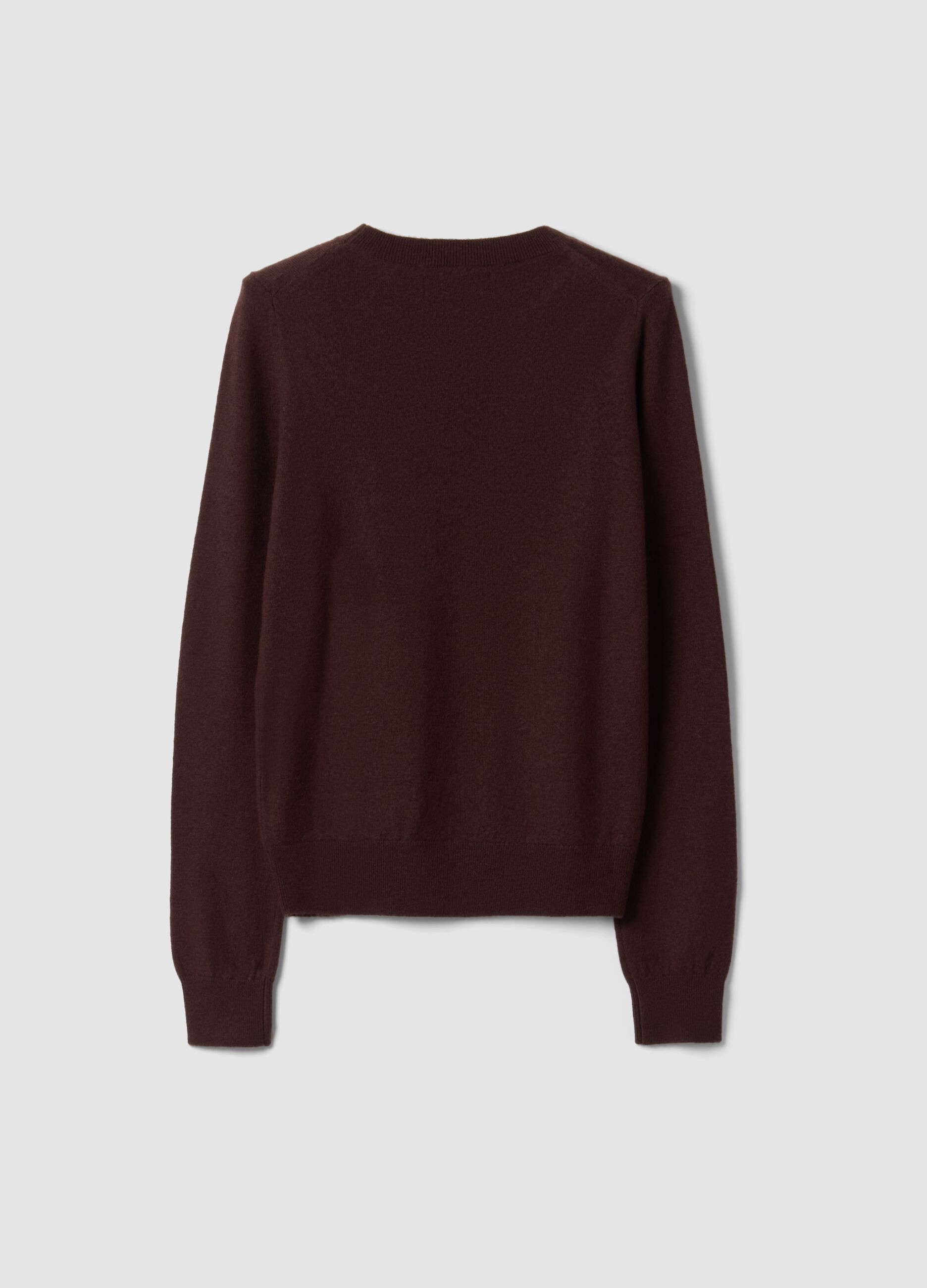 Brown pure wool crew-neck jumper