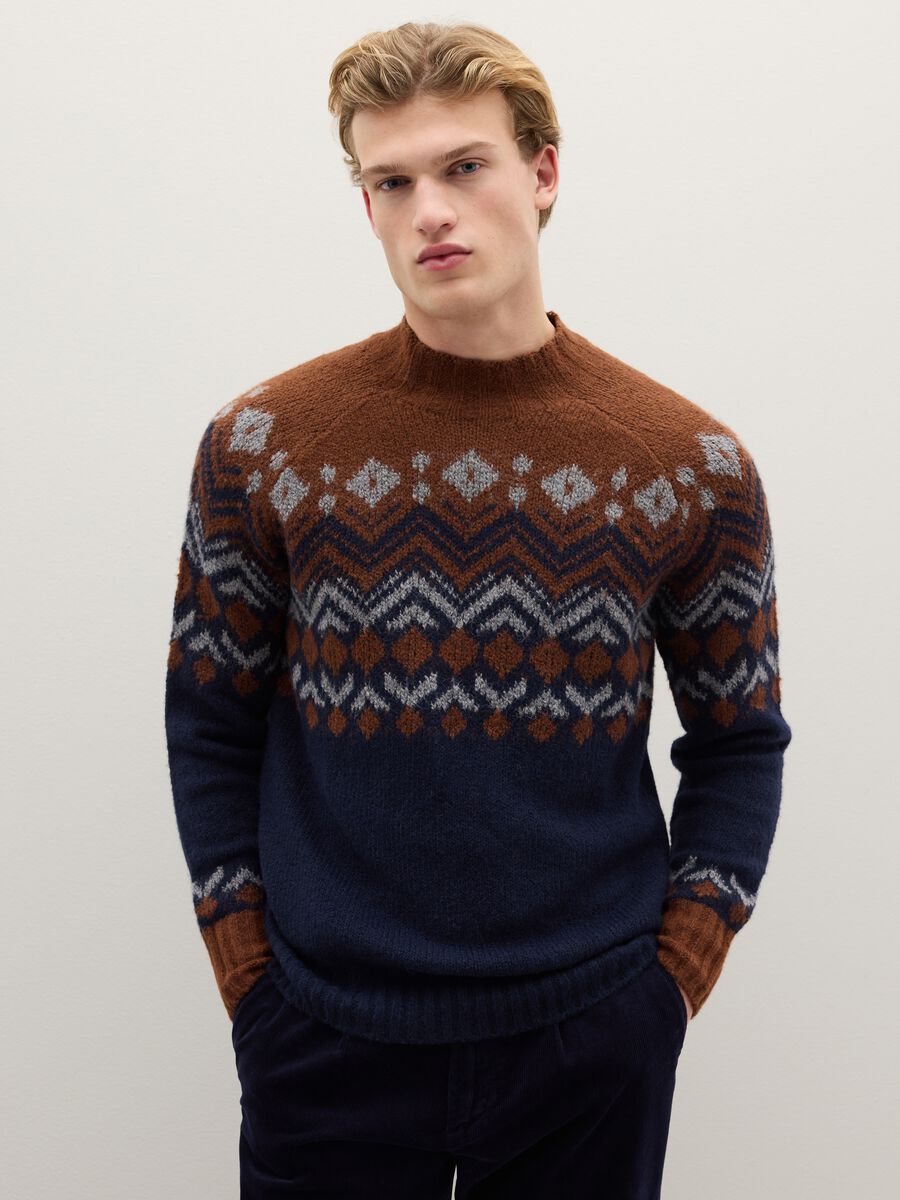 Multicolour regular fit jumper with jacquard pattern_1