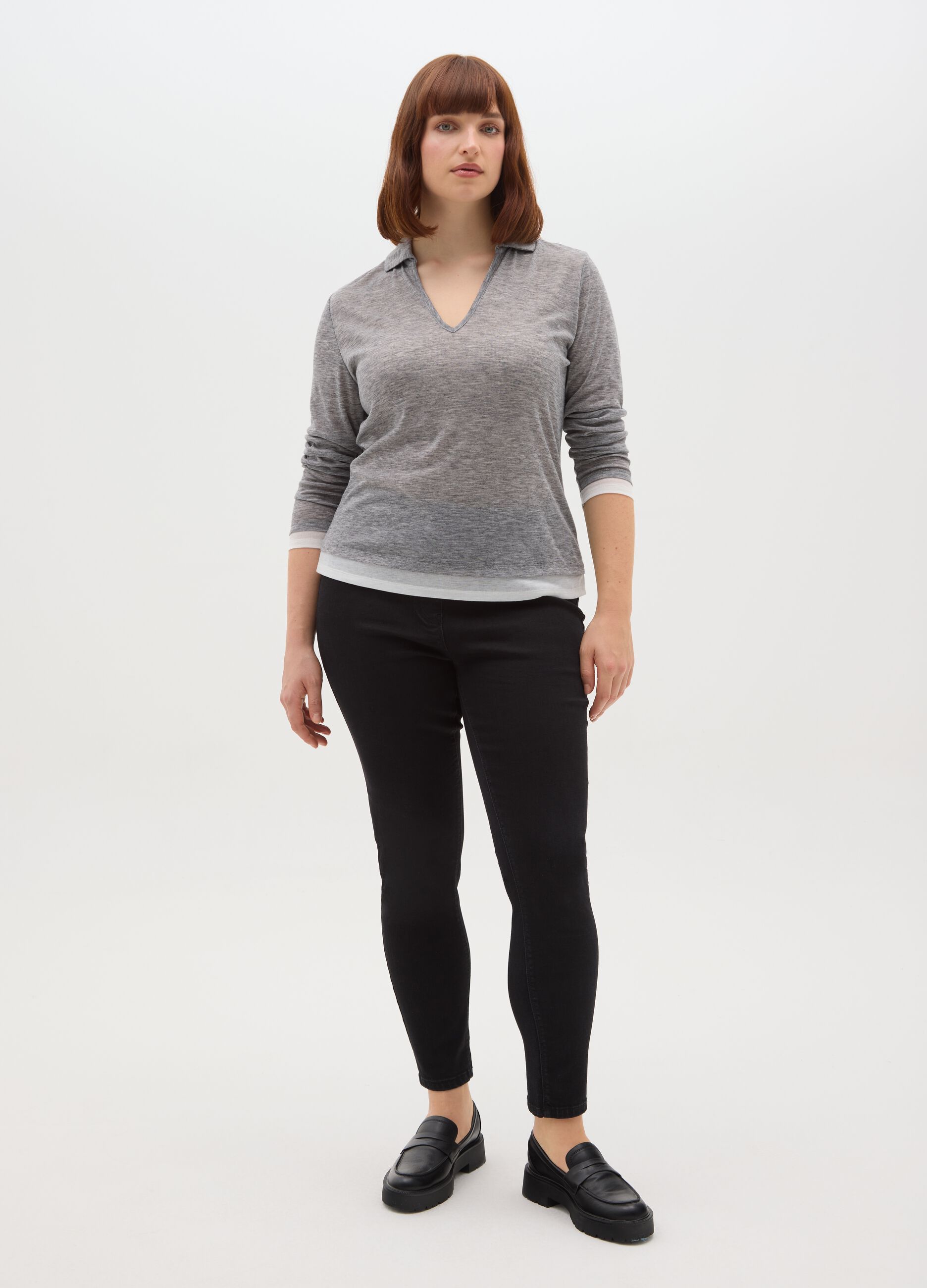 Grey Regular Fit V-Neck Sweater