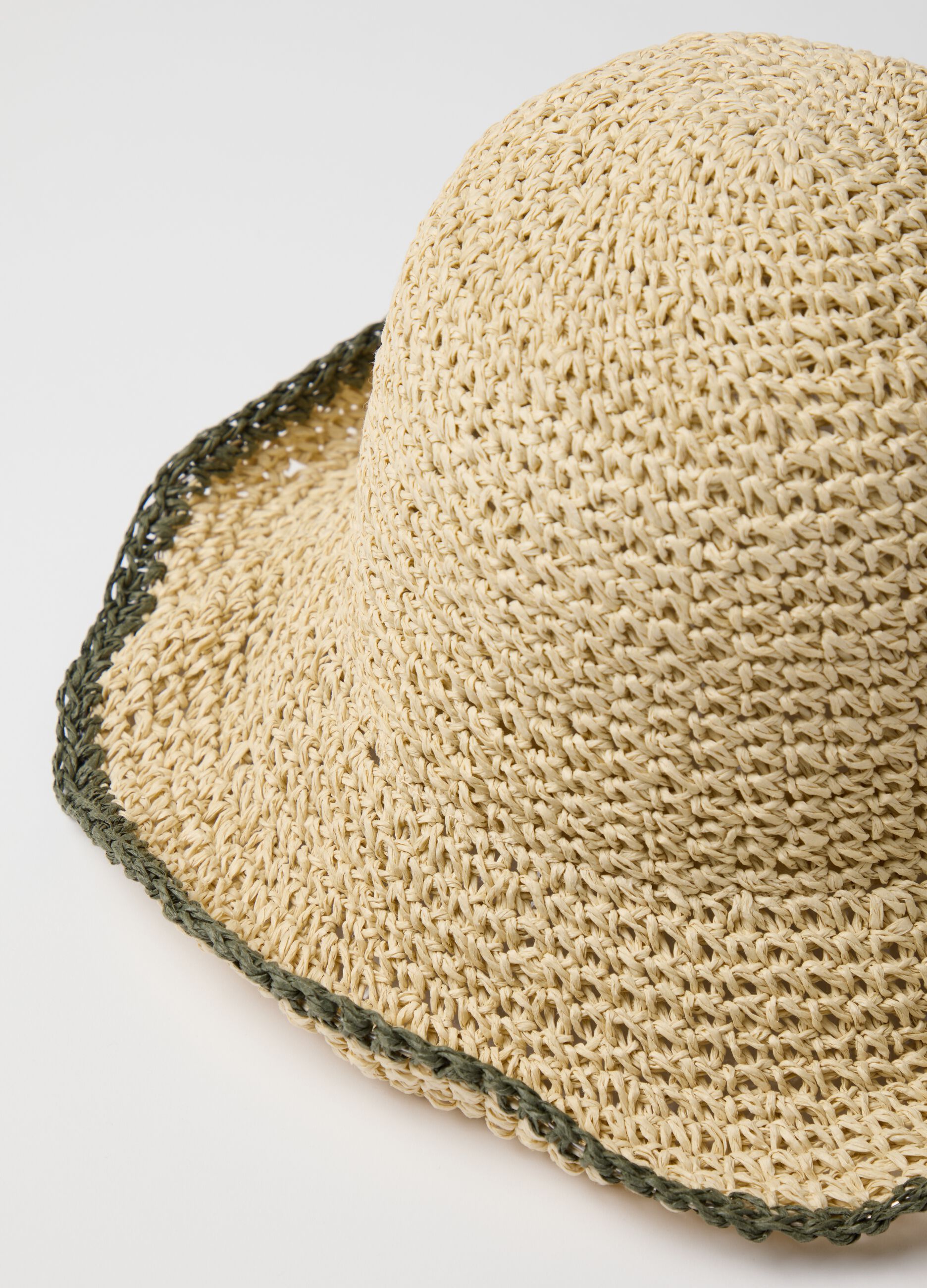 Women's multicolour paper hat with green edging
