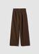 High-waisted wide-leg brown jeans in pure cotton_4