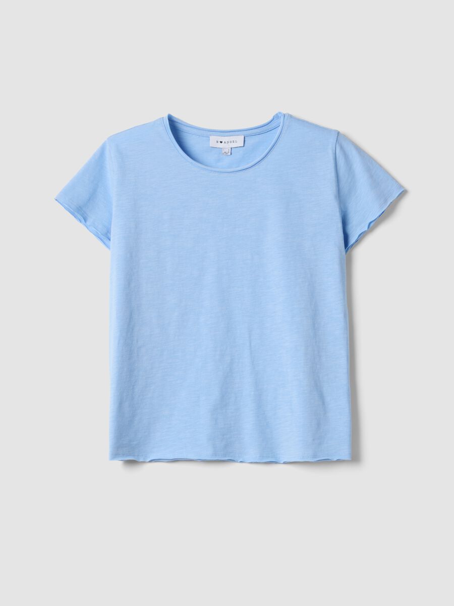 Sky blue pure cotton short-sleeve T-shirt, regular fit_4