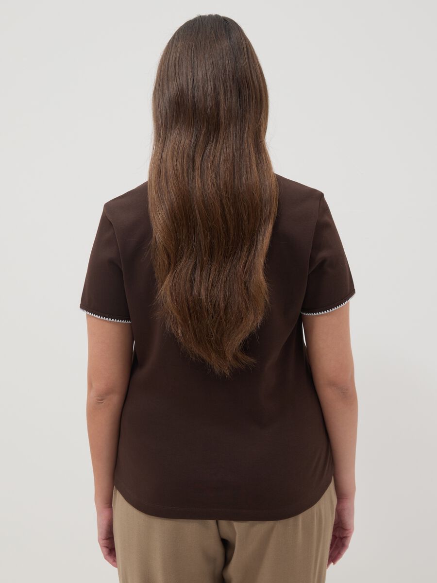 Brown pure cotton short-sleeve T-shirt, regular fit_3