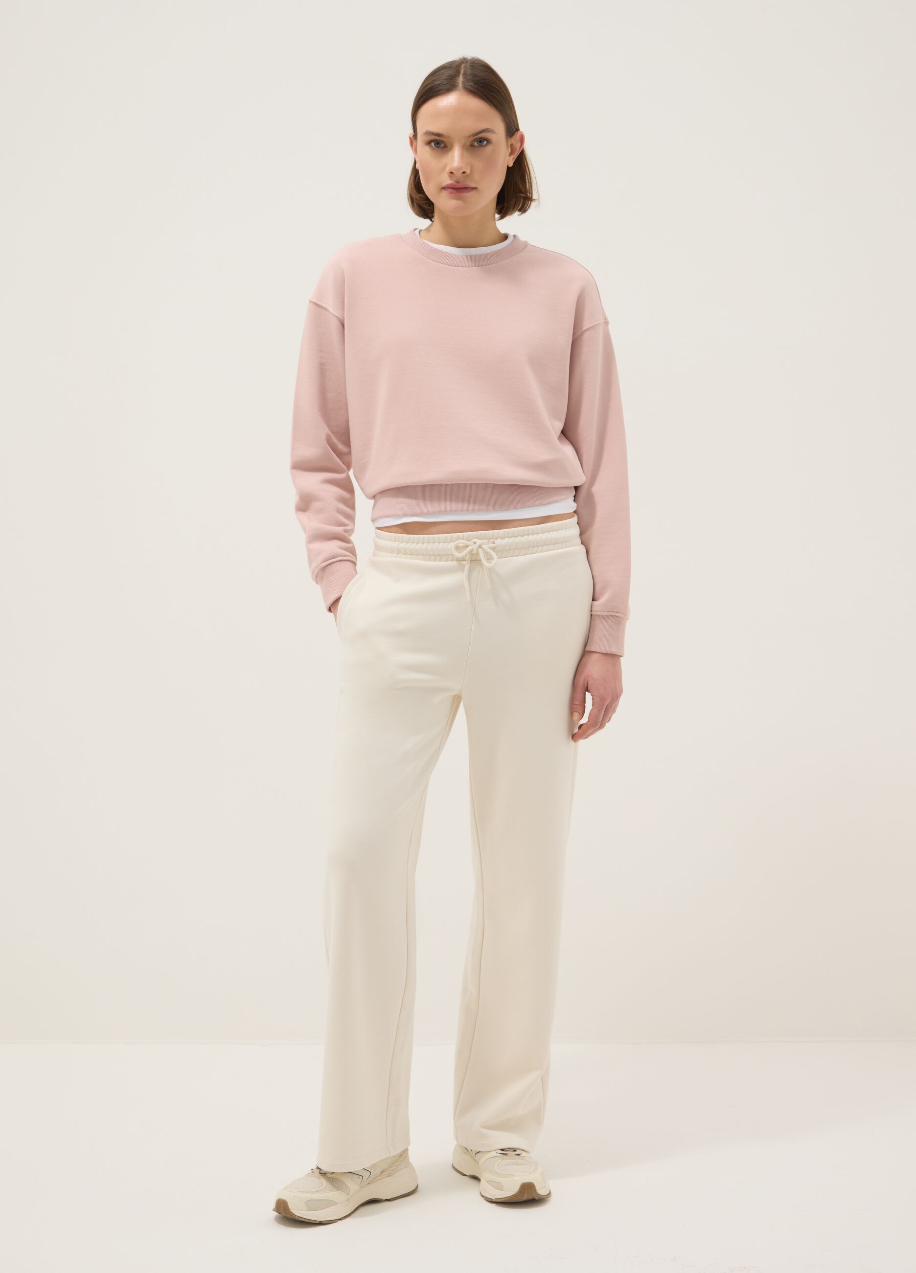 Felpa rosa girocollo regular fit