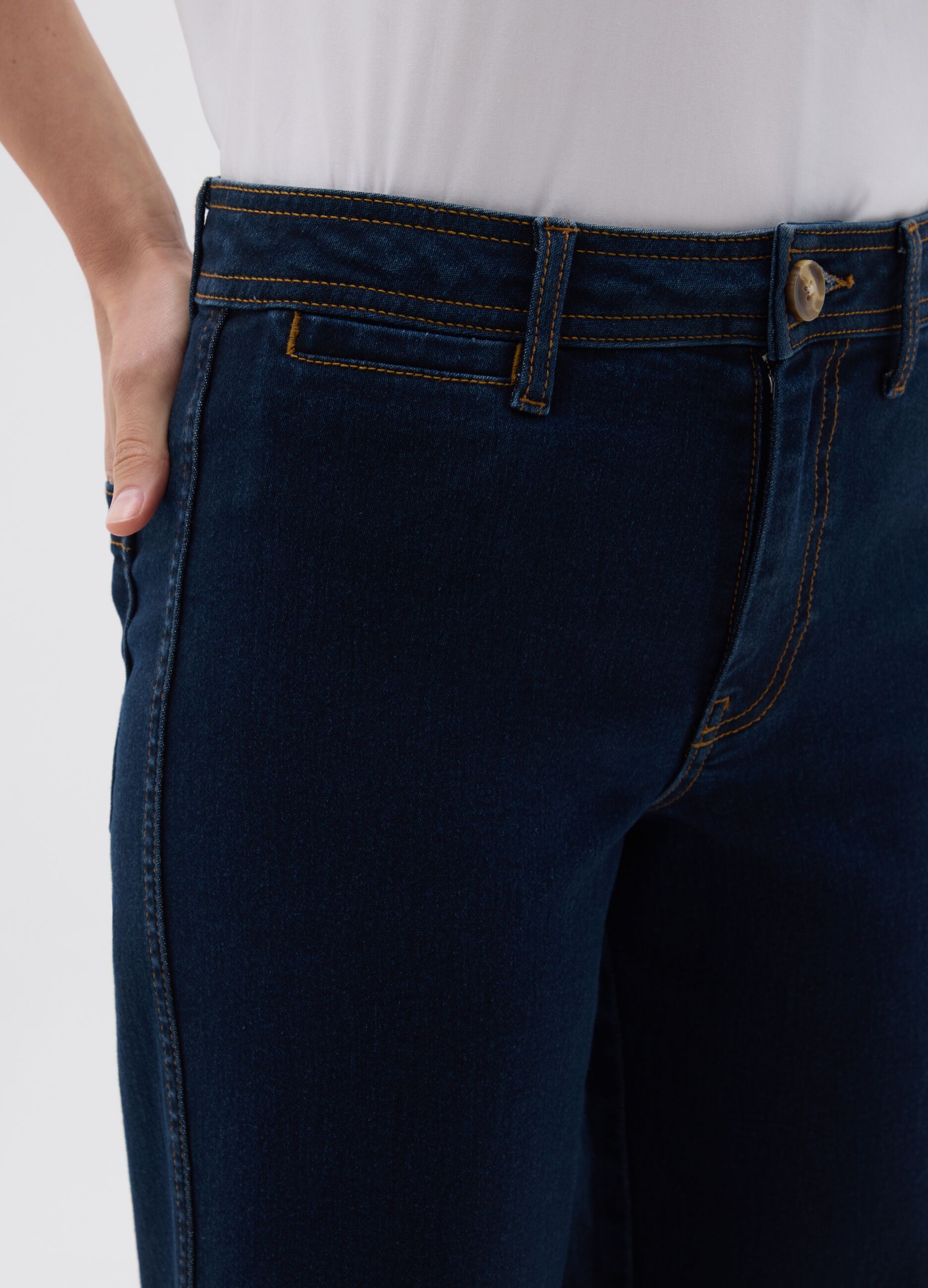 Women's blue denim trousers regular fit