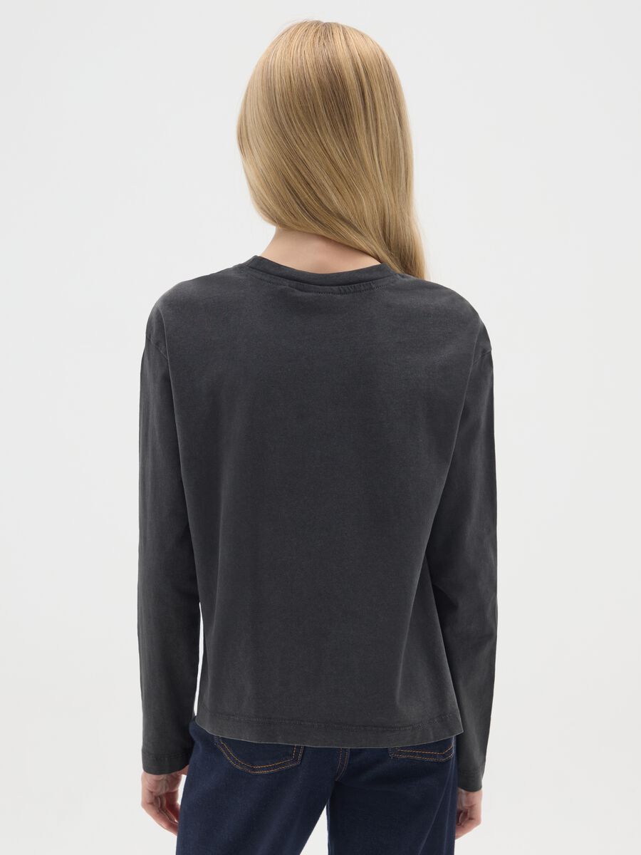 Girls' pure cotton black regular fit top_1