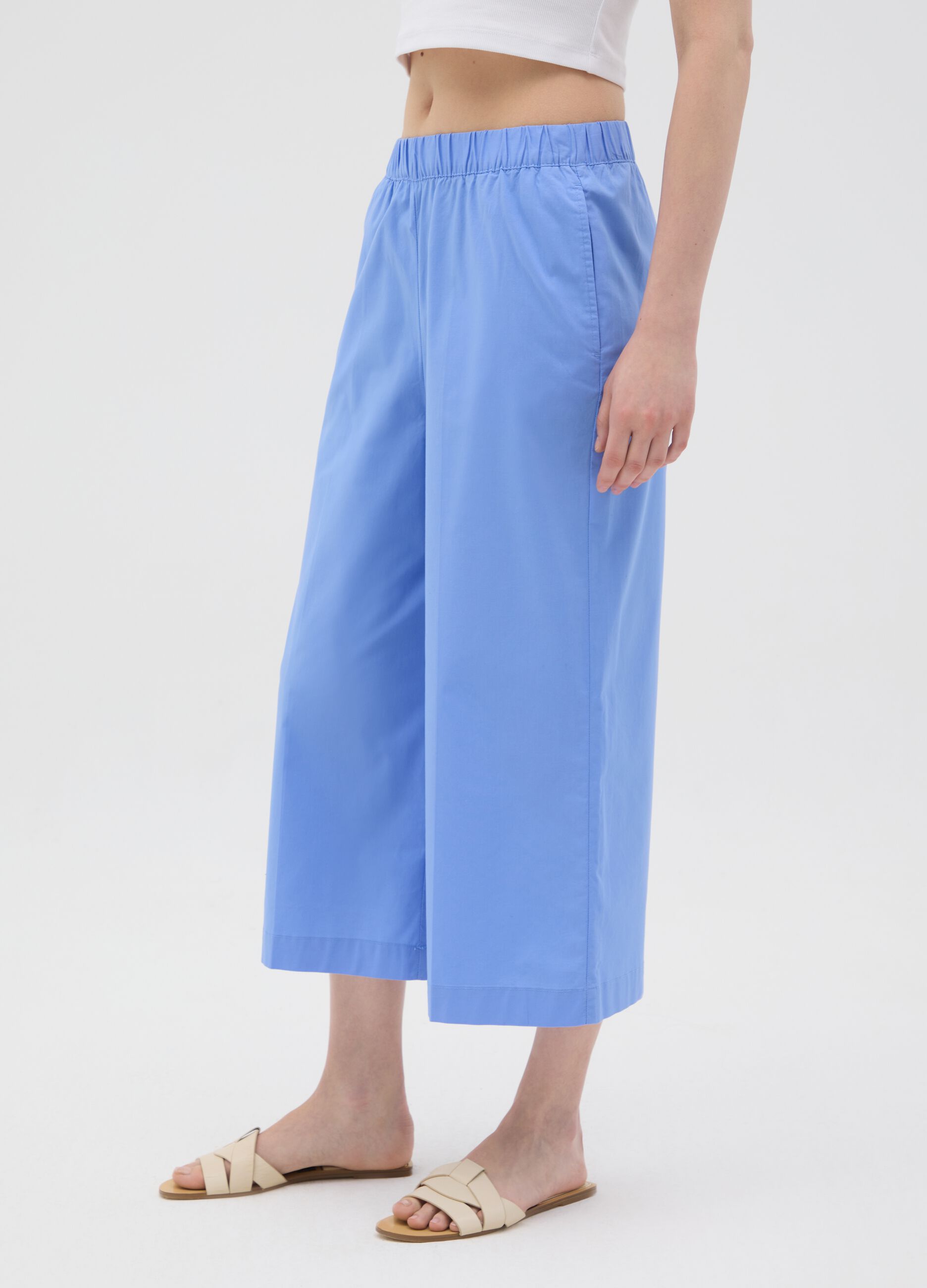Women's Regular Fit Light Blue Culotte Trousers