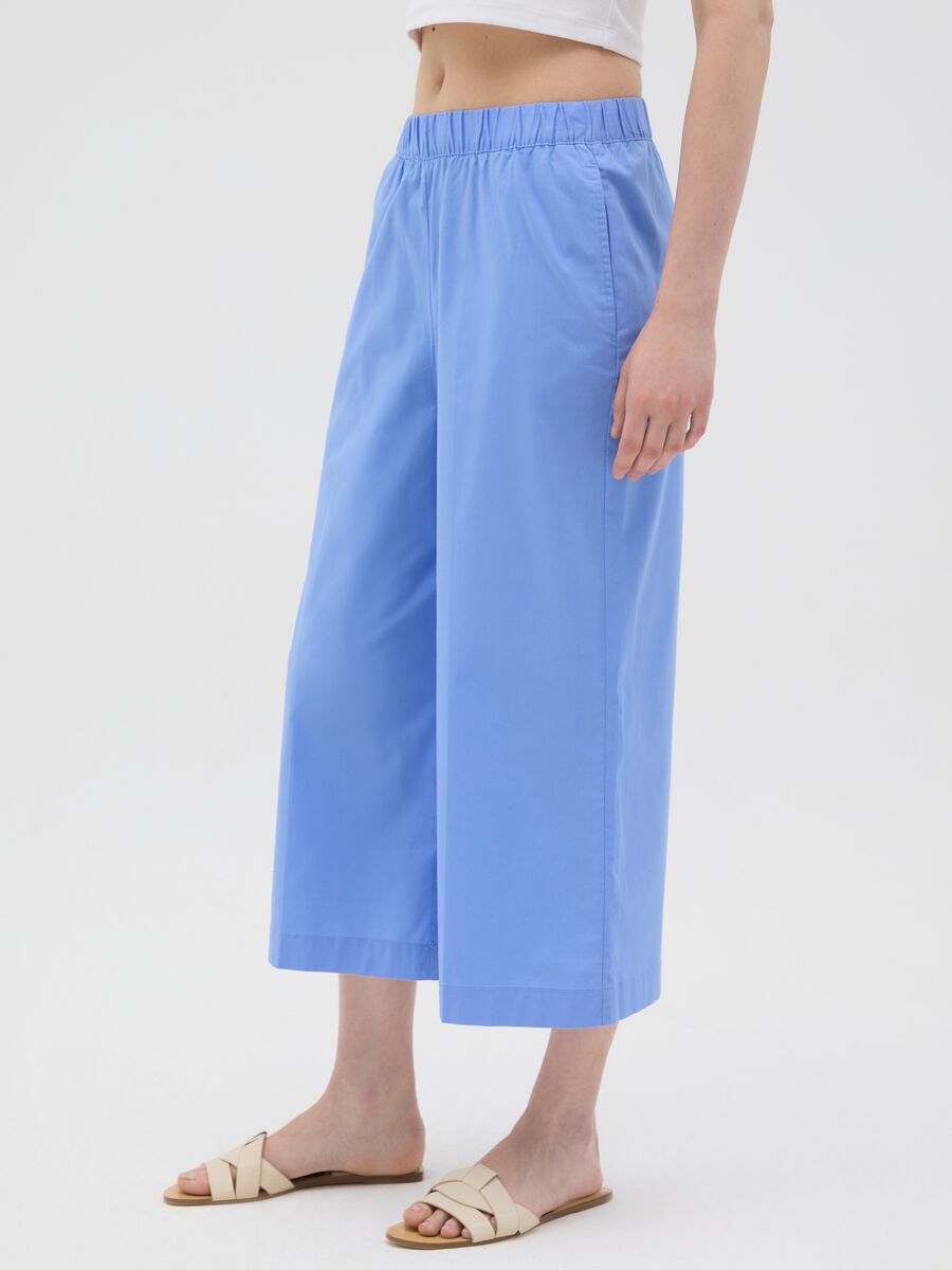 Women's Regular Fit Light Blue Culotte Trousers_3