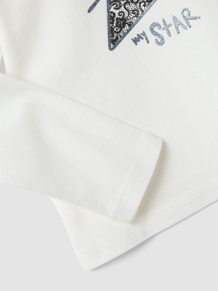 Girls&rsquo; grey organic cotton T-shirt with front print_3