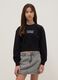 Girl's black crew-neck sweatshirt in pure cotton regular fit_0