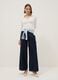 Blue Denim Wide Leg Trousers in Cotton Blend_1
