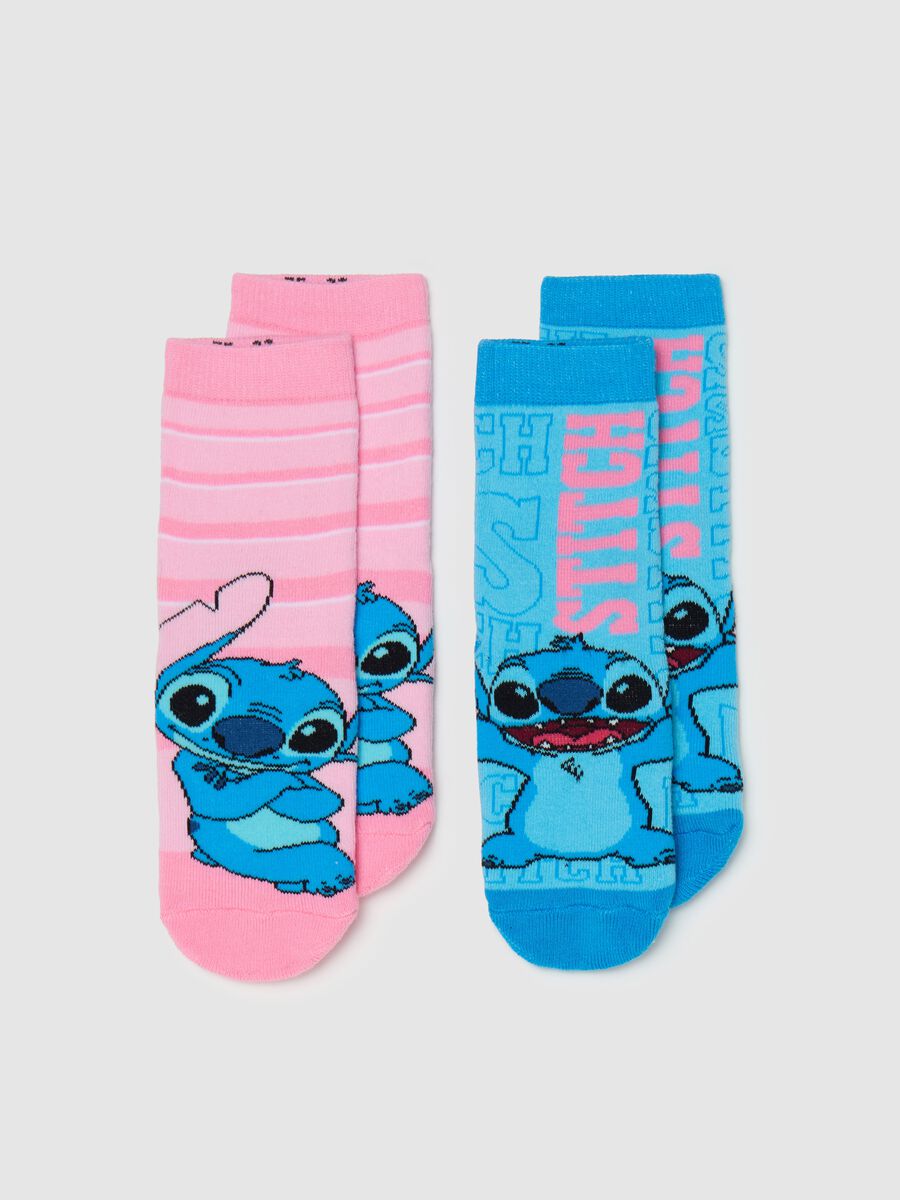 Two-pair pack slipper socks with Stitch design_0
