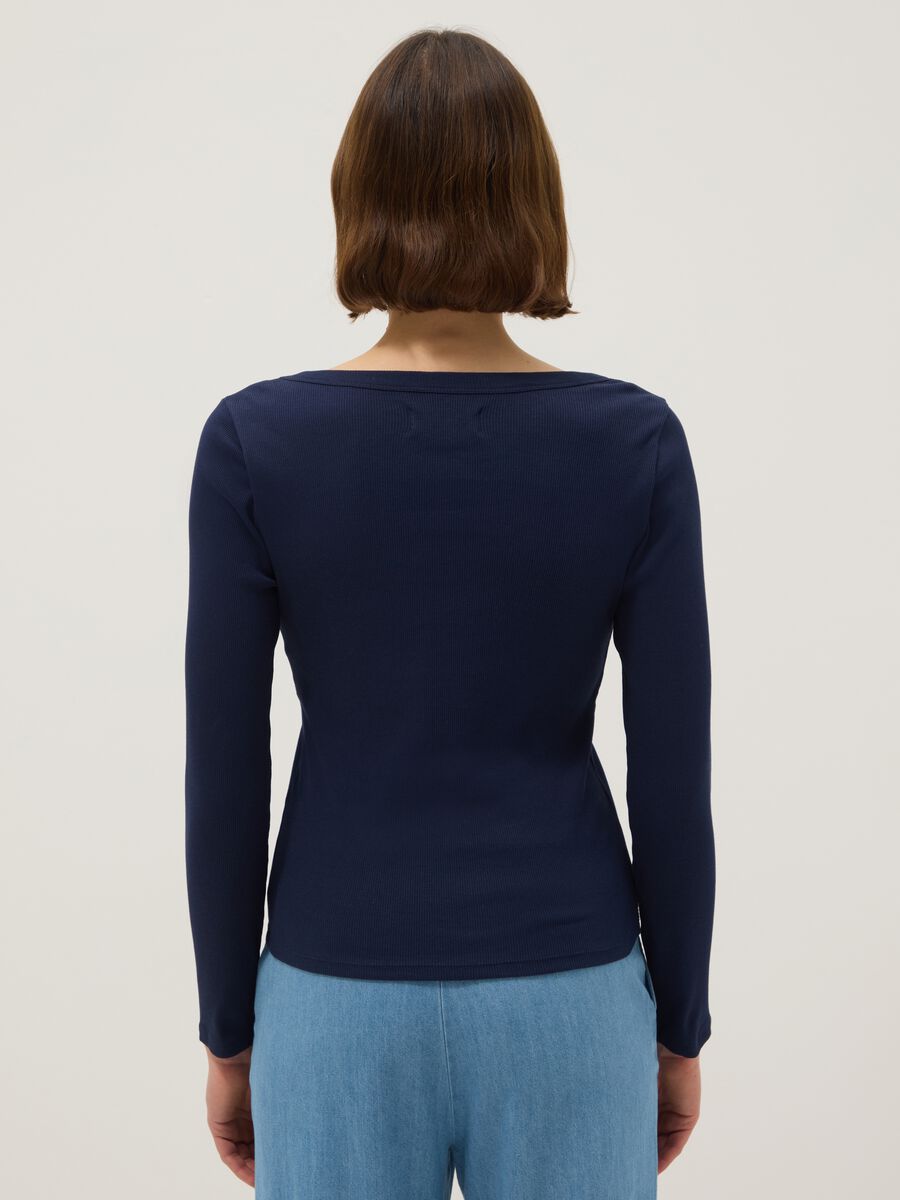 Blue long sleeve pure cotton t-shirt regular fit_2