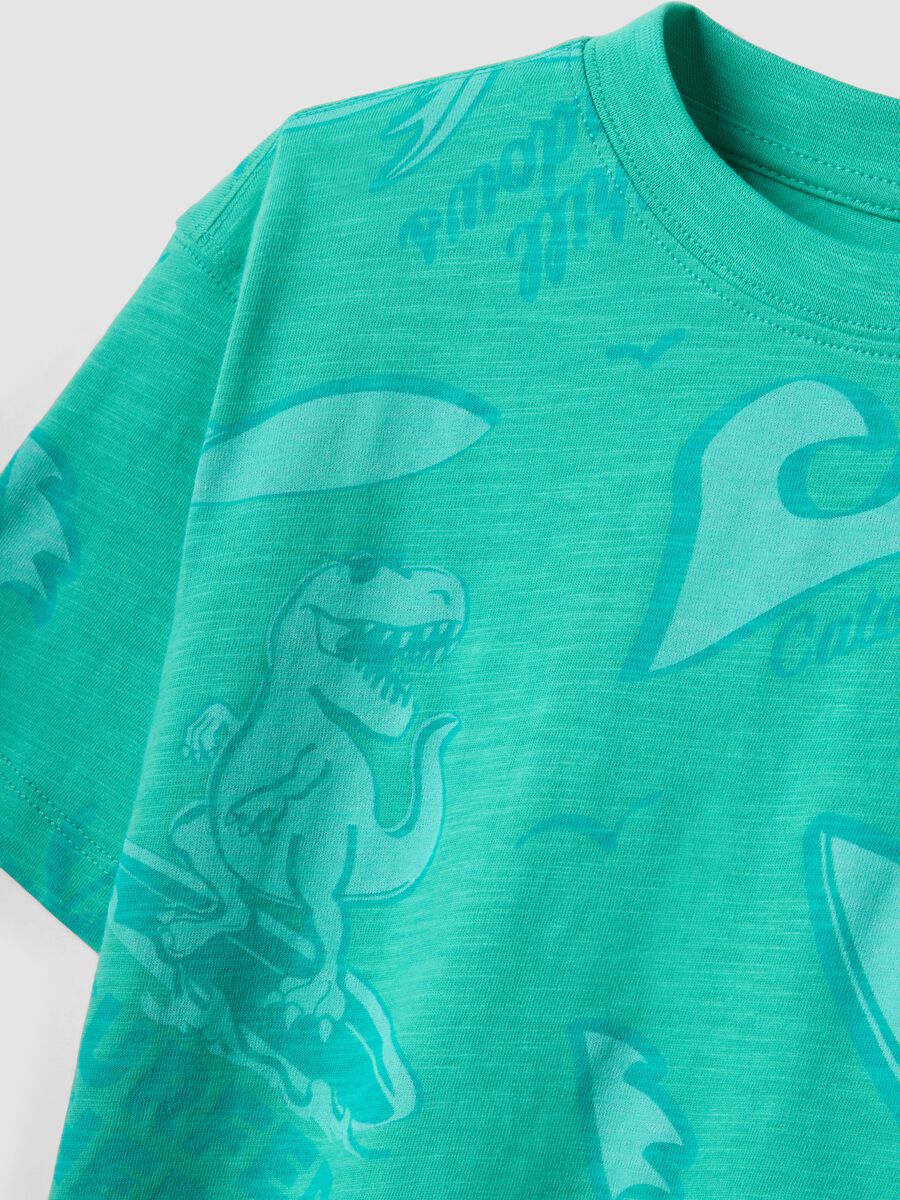 Green short-sleeved pure cotton T-shirt_2